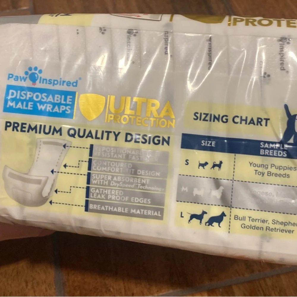 Inspire Ultra Protection Male Wraps - Blue and Yellow